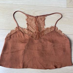 Burnt Orange Lace Trim Tank